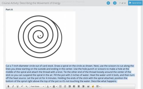 Cut a 7-inch-diameter circle out of card stock. Draw a spiral on the circle as shown. Next, use the