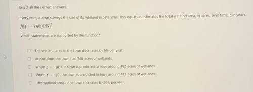 Every year, a town surveys the size of its wetland ecosystems. This equation estimates the total we