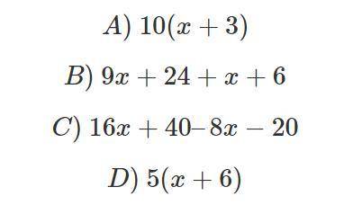 Which of the expressions below is equal to 10x+30? Select all that apply.