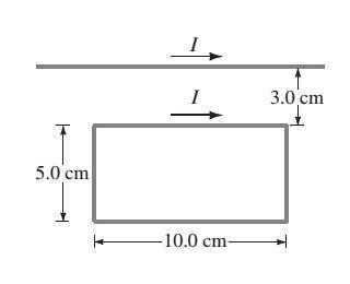 A rectangular loop of wire is placed next to a straight wire, as shown in the (Figure 1). There is