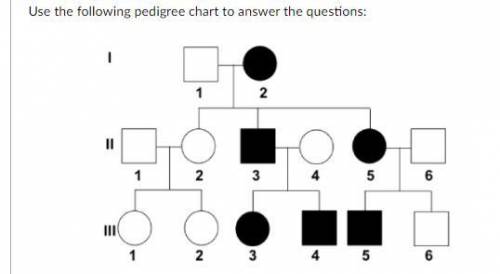 Use the following pedigree chart to answer the questions:

In the above pedigree a shaded symbol m