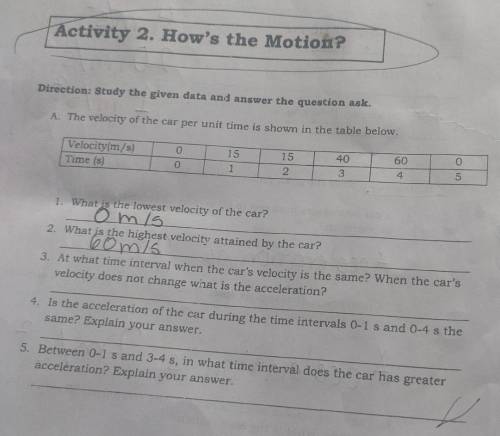 6.At what interval does the car reach the the highest acceleration ?

7. What is the highest accel