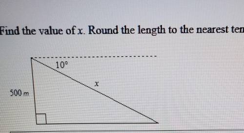 Find the value of X round the length to the nearest 10th the diagram is not drawn to scale​