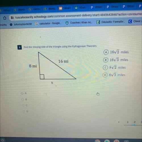 Find the missing side of the triangle using Pythagorean theorem