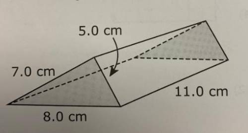 The area of each shaded region is 17.3 square centimeters. What is the total surface area of the pr