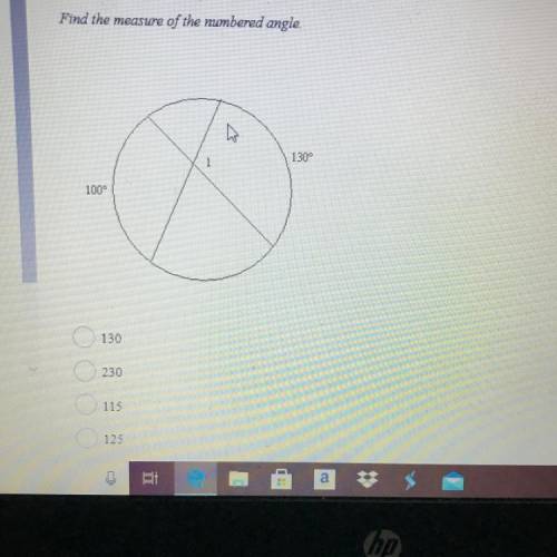 Question 1 (5 points)
Find the measure of the numbered angle.
130°
1
1000