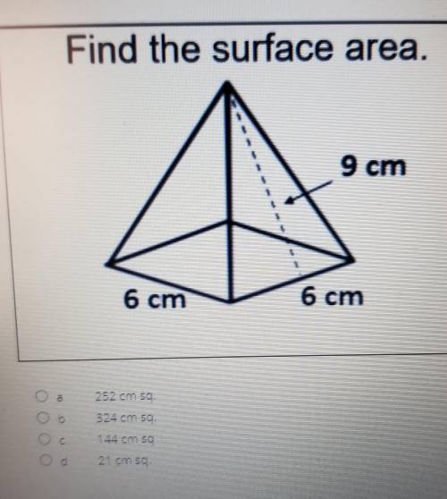What is the suface area of this pyramid ​