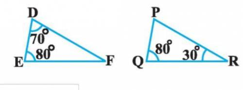 Given that Triangle EDF is congruent to Triangle QPR, what is the angle measurement of Angle P? Fil