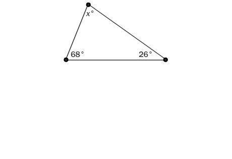 10.

Find the measure of angle x. Hint. The sum of the measures of the angles in a triangle is 180