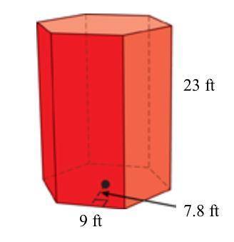 The walls of a farm silo form a hexagonal prism as shown. What is the volume of the​ silo?