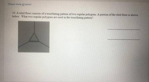 A tiled floor consists of a tessellating pattern of two regular polygons. A portion of the tiled fl