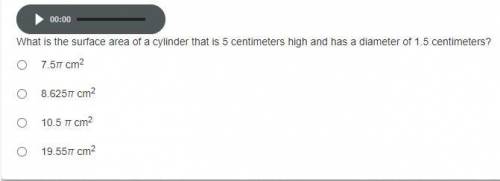 What is the surface area of a cylinder that is 5 centimeters high and has a diameter of 1.5 centime