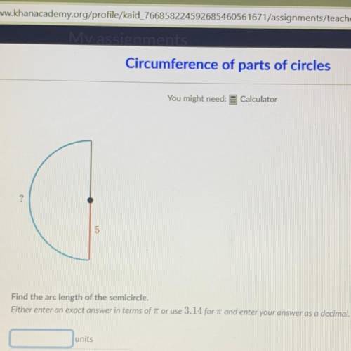Find the arc length of the semicircle.