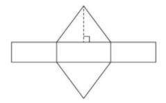 The net of a triangular prism is shown. Use the ruler provided to measure the dimensions of the net