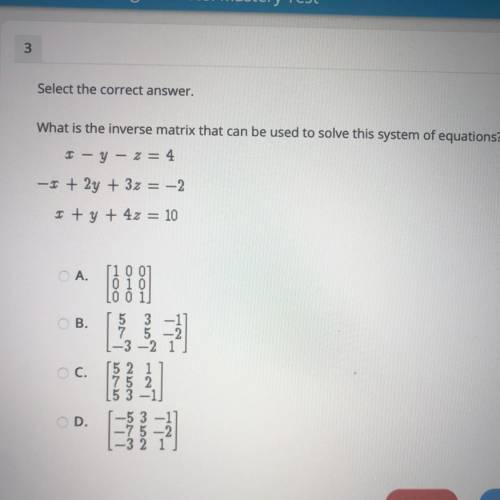 What is the inverse matrix that can be used to solve the system of equations￼?