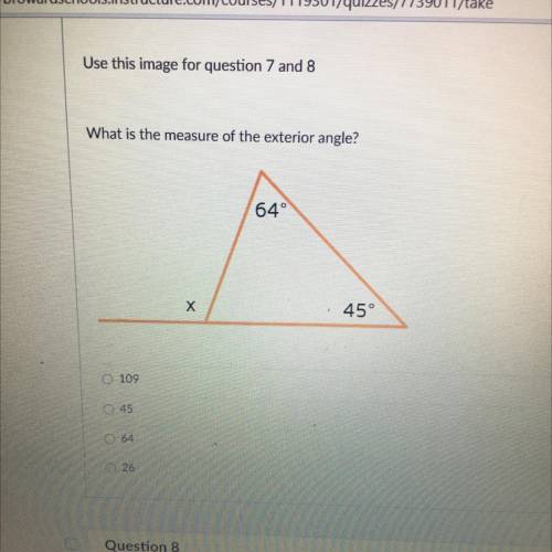 What measure of the exterior angle