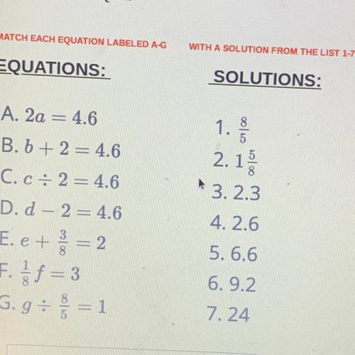 Match the equations to the solutions