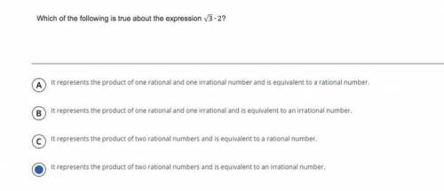 Which of the follow is true about the expression Sqrt 3 * 2