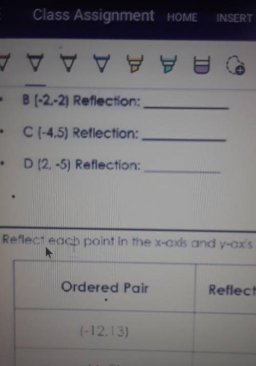 What is the reflection for B,C,D​