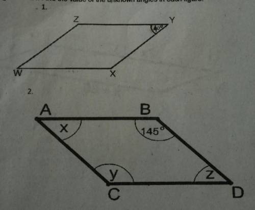 Find the value of the unknown angles in each figure.HELPPP​