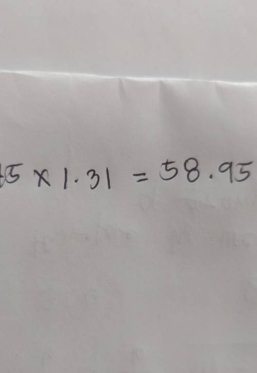 What is 45 times 1.31?