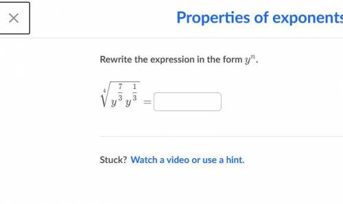 Rewrite the expression in the form y^n
4/ y^7/3 y^1/3