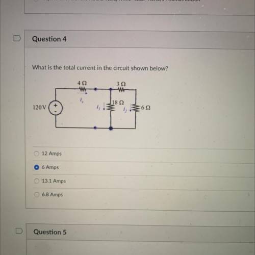 What is the total current in the circuit shown below?
Number 4