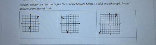 Use the Pythagorean theorem to find the distance between point a and b on each graph round the answ