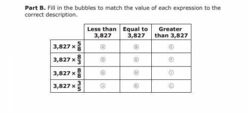 Fill in the bubbles to match the value of each expression...