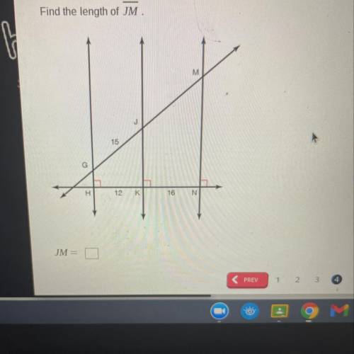 Find the length of JM.
M
15
H
12 K
16
N
JM=