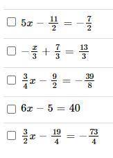 PLEASE HELP ASAP!

Which of the following equations have a solution that is negative? Select all t