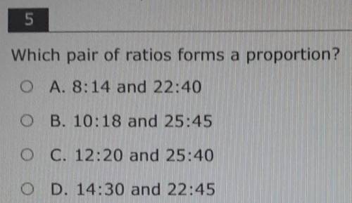 Which pair of ratios forms a proportion? ​