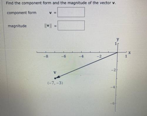 Find the component form and the magnitude of vector v