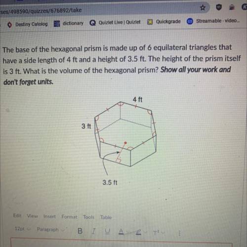 What is the volume of the hexagonal prism