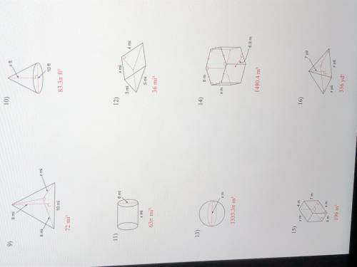 Please help 1-8 using surface area find the missing dimension 9-16 using volume find the missing di