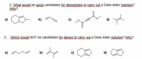 What would be good candidates for dienophiles to carry out a Diels-Alder reaction? Why?;Which would