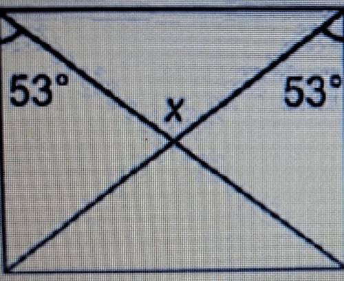RE Gisele made a rectangular kite, as shown in the diagram below. 53° 53° X What is the measure of
