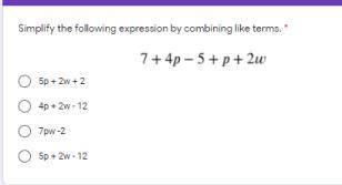 Simplify the following expression by combining like terms.