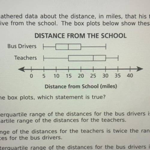 27. A principal gathered data about the distance, in miles, that his teachers and

bus drivers liv