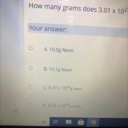How many grams does 3.01 x 10^23 atoms neon,NE weigh?assume STP