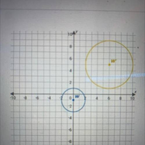 Find the translation rule and the scale factor of the dilation that transforms circle W to circle W