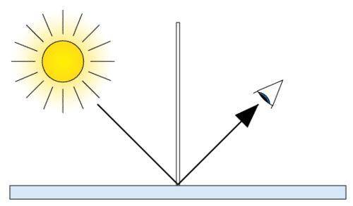 Label the angle of incidence and the angle of reflection in the Figure below.