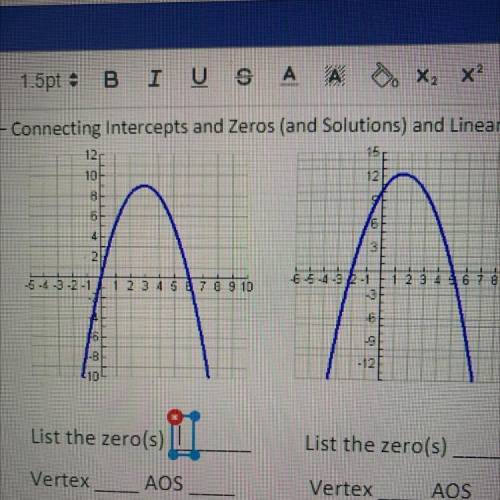 What is the zeros, vertex and AOS of these two graphs