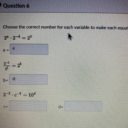 NEED HELP PLEASE

Choose the correct number for each variable to make each equation true.