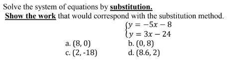Solve the following system of equations by substitution