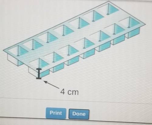 use a drawing of the ice cube tray each small Ice Cube section has a base with an area of 24 square