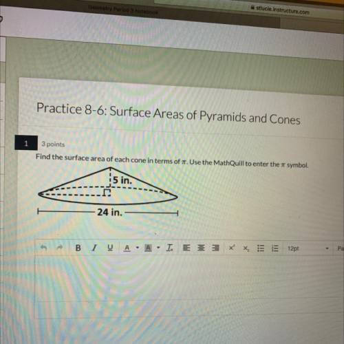 Find the surface area of each cone in terms of pi
