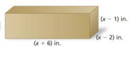 A cardboard box in the shape of a rectangular prism has the dimensions shown.

Write a polynomial