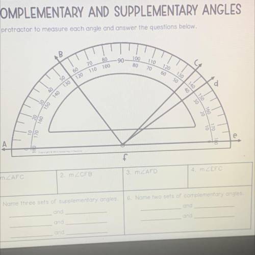 Use the protractor to measure each angle and answer the questions below.