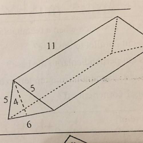 Use the diagram to answer questions.

Find the surface area of the prism
Find the volume of the pr